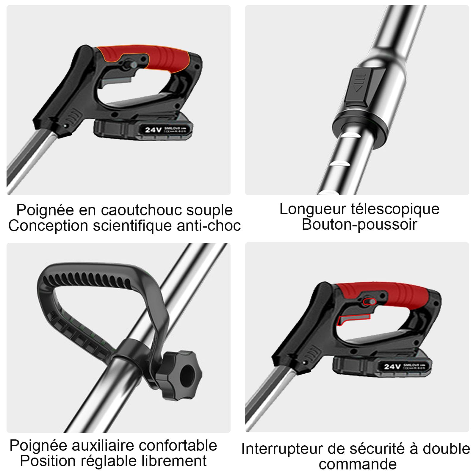 Débroussailleuse Électrique sans Fil 21V, Coupe Bordure sans Fil avec 2 Batteries 2000mAh, 6 Lames Métal & 10 Lames Plastique pour Jardin, Pelouse et Désherbage (Édition Performance)