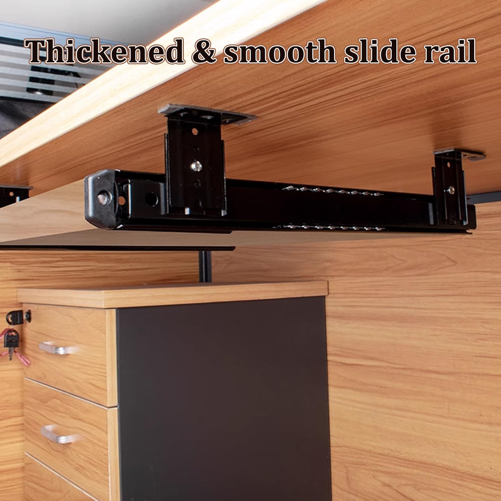 Bandeja de teclado para debajo del escritorio, soporte de teclado de madera, estante extraíble para teclado para oficina en casa, 54 x 27 cm, diseño ergonómico que ahorra espacio para escribir