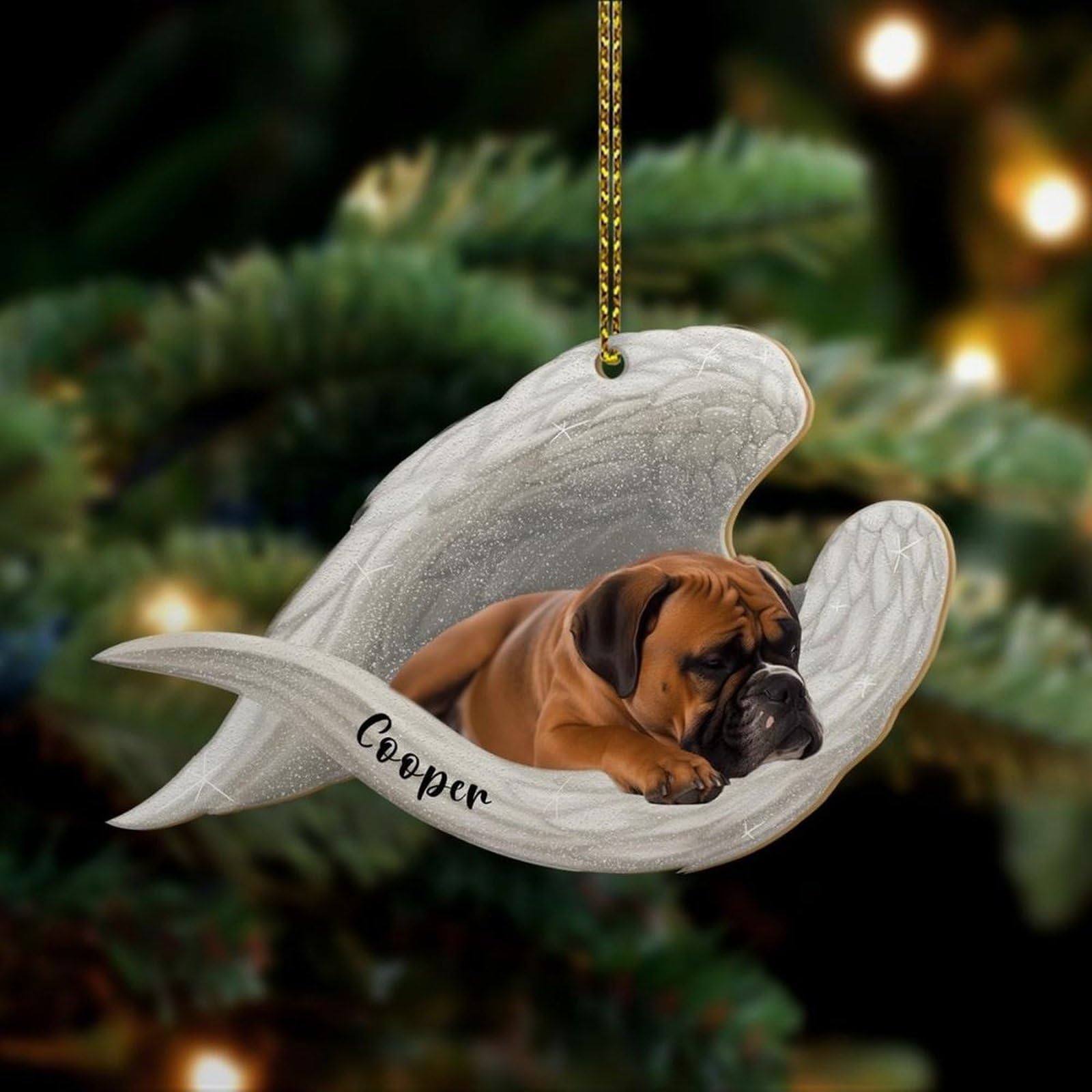 Luckluccy Personalized Boxer Dog Memorial Ornament,Pet Angel Wings,Loss Sympathy Gift,Remembrance Keepsake For Passing Away