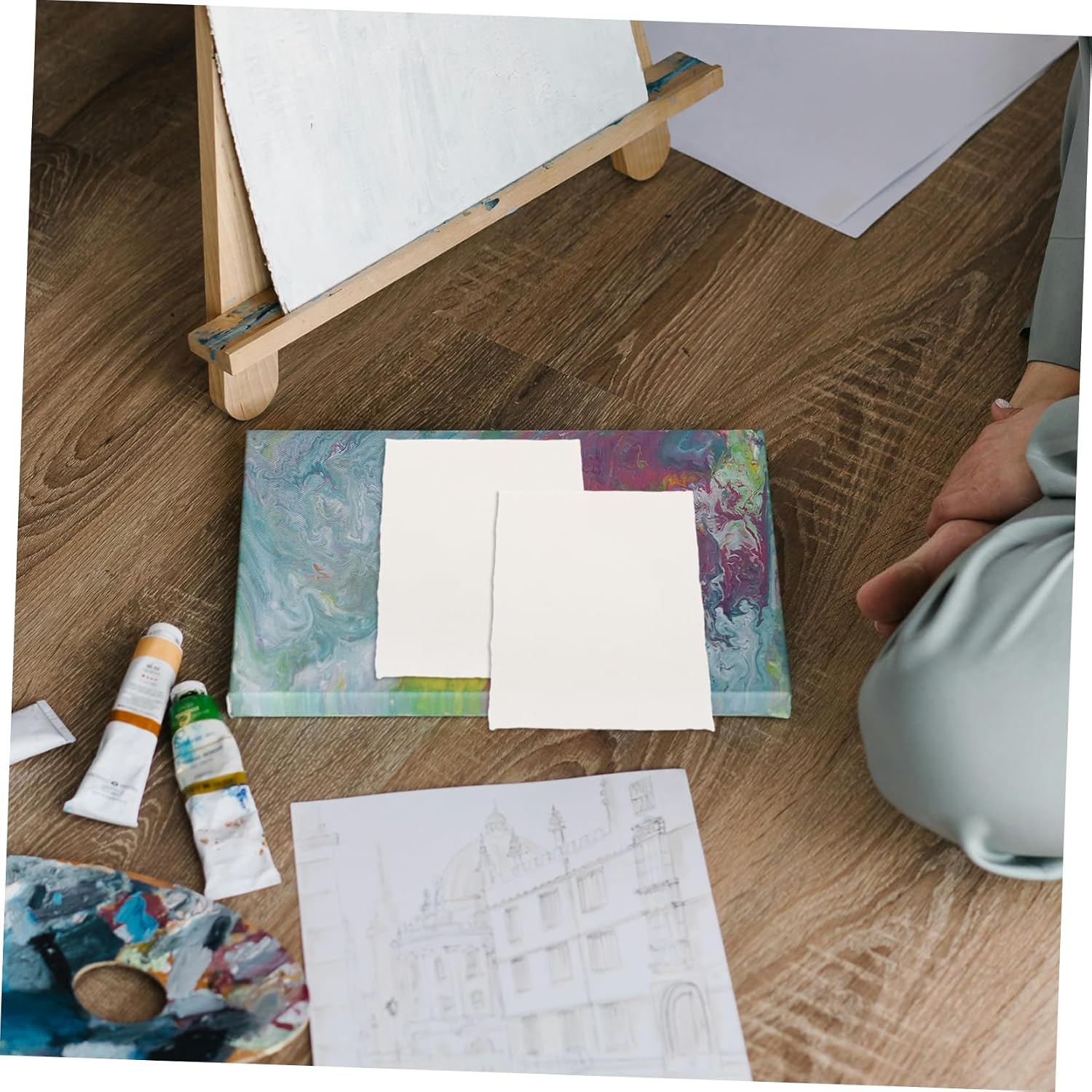 20Sheets Thick Cotton Watercolor Paper Deckled Edge Textured Blank Art Paper for Painting Crafts Invitations Handmade Quality