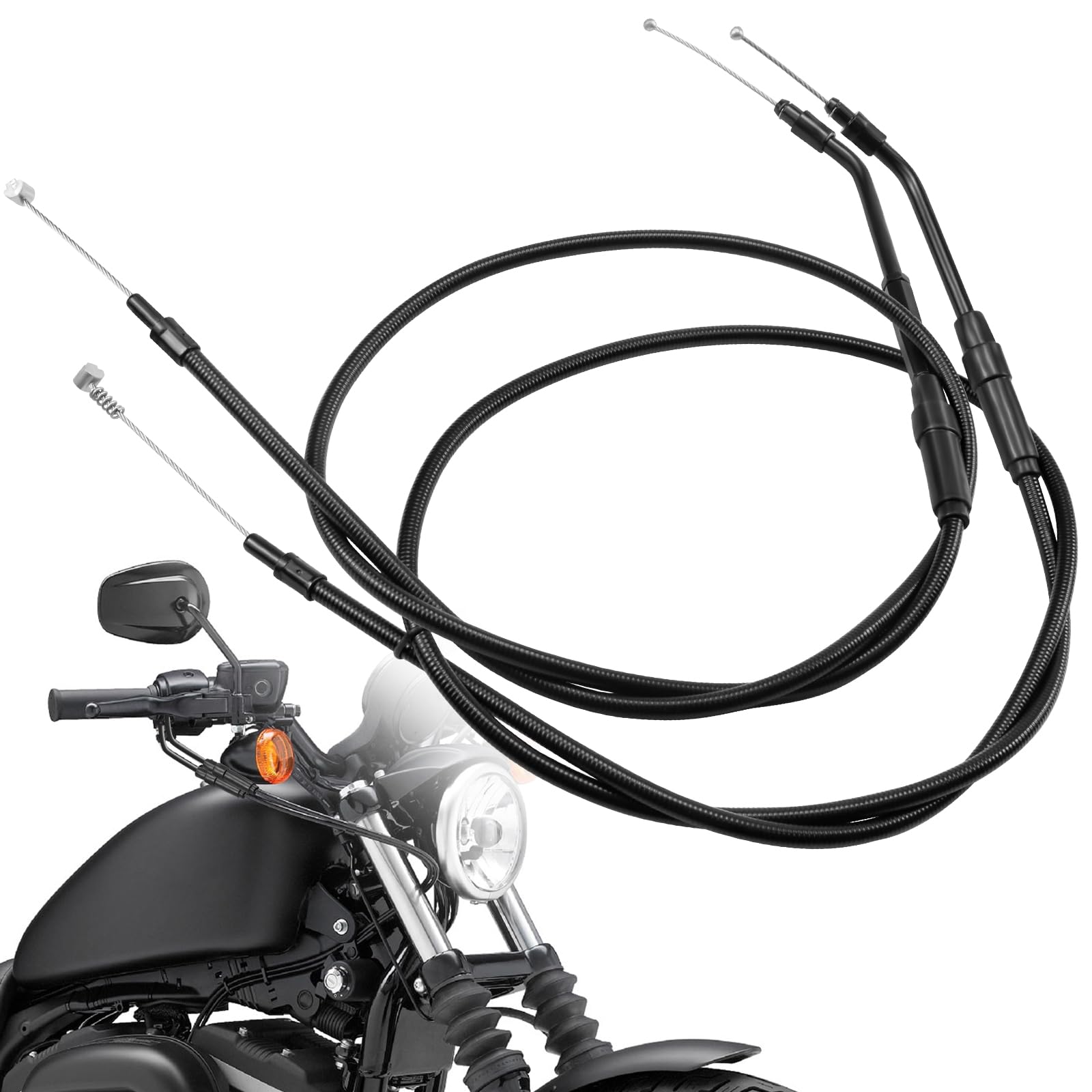 39.4" Motorcycle Throttle Idle Cable Stainless Steel Braided Black PVC Coated for Harley Davidson Sportster XL883 Iron 1200N X48 V72 XL1200T XL1200C 2014-2018 2019 2020 2021