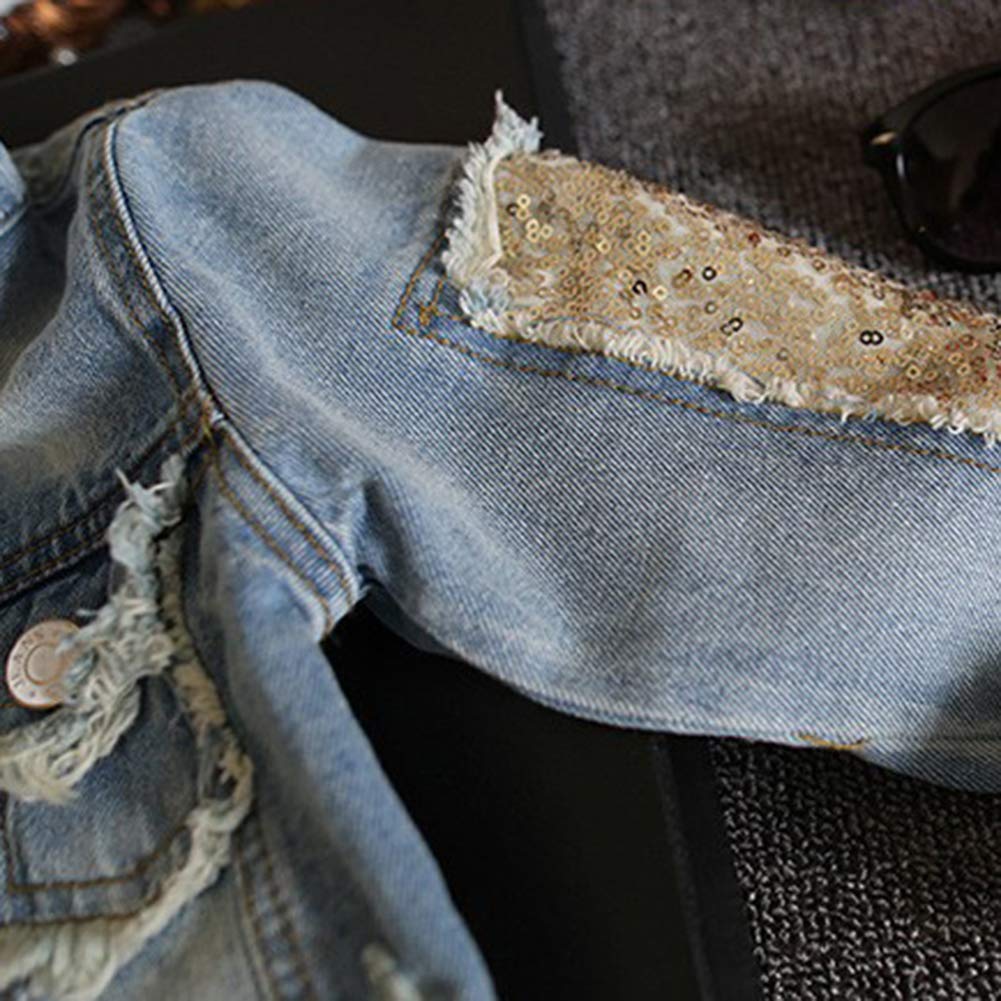 Dziewczęca kurtka dżinsowa z długim rękawem kurtka z nadrukiem kryształowym Denim Cowboy Outwear dla dzieci odzież top