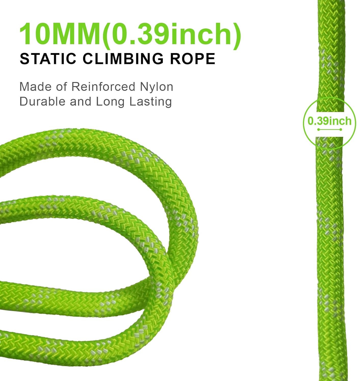Climbing Rope 295ft(90m) Outdoor Static Heavy Duty Rappelling Rope 1/2 inch(12mm) for Escape Rope Ice Climbing Equipment Fire Rescue Parachute