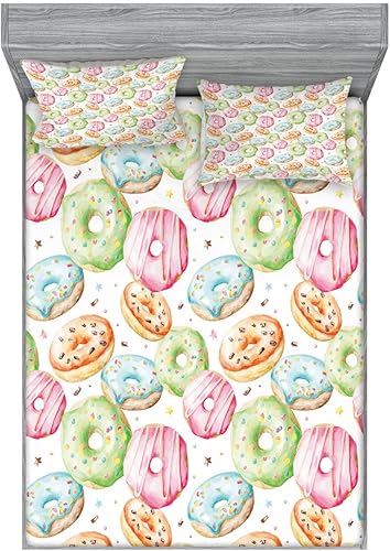 Miniatura 12 de Ambesonne Juego de sábanas bajeras y fundas de almohada, deliciosos tacos con verduras, cocina folclórica, ingredientes de recetas de comida Beige