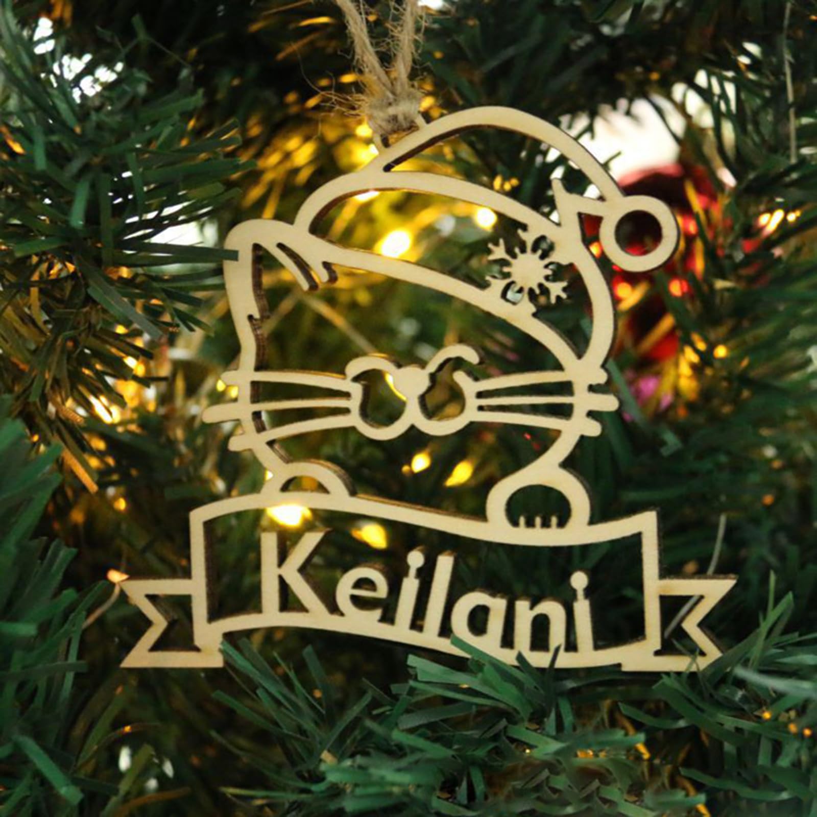 Yky Xf9 Custom Different Name Ornament, Cartoon Cat Dog Pawprint With Name Wooden Ornaments For Xmas Tree, Wooden Tags (,1 Pcs)