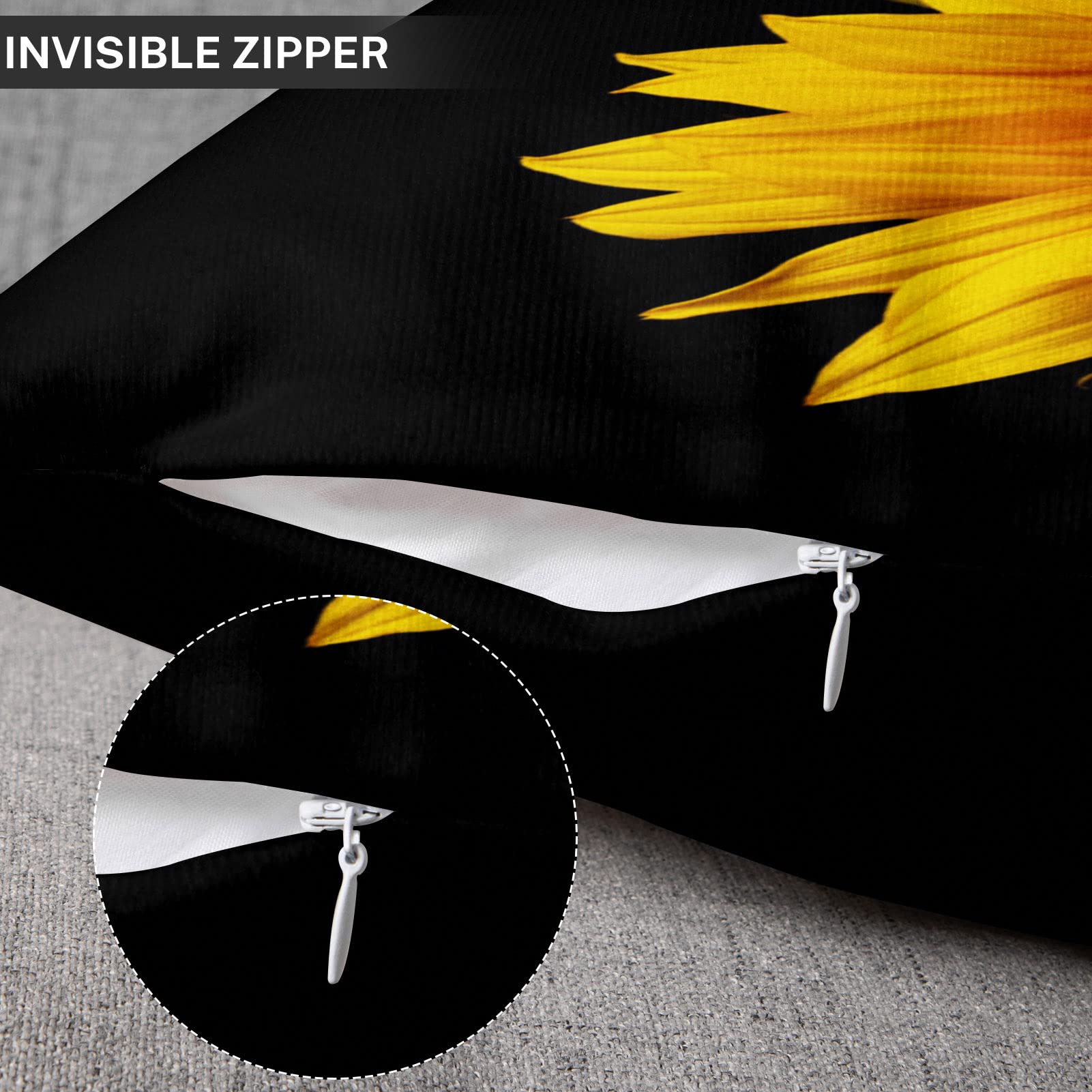 Emvency Kissenbezüge Mit Sonnenblumen-Motiv – 2 Stück, 30,5 X 50,8 Cm, Polyester-Samt