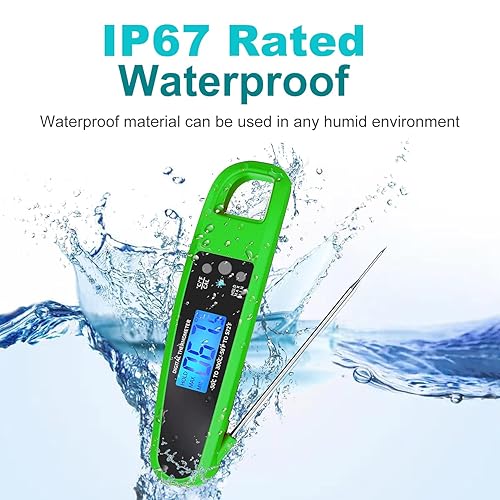 Miniatura 7 de Termómetro de carne de lectura instantánea para cocinar en la cocina, termómetro digital ultrarrápido y preciso impermeable para alimentos con luz