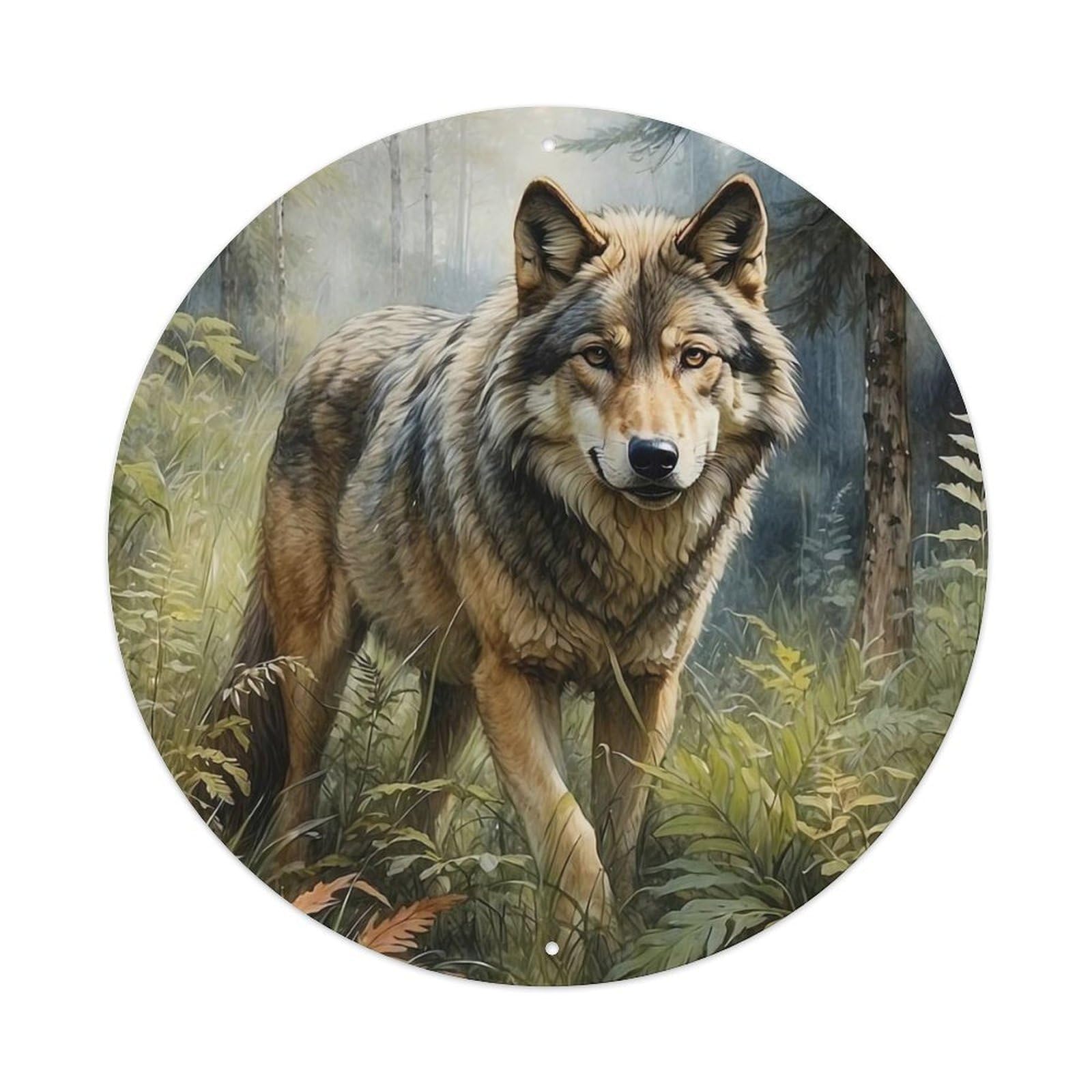 Animal Wolves in The Forest Artwork Metal Tin Sign