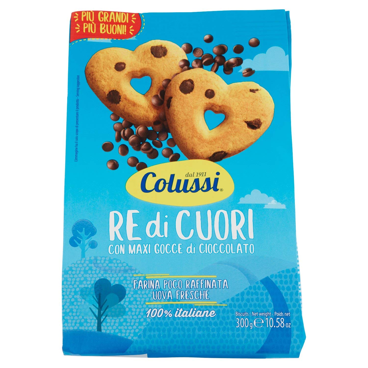 Colussi – Biscotti Re Di Cuori with Maxi Gocce Di Cioccolato E Senza OLIO DI Palma 300 g (1000010010)