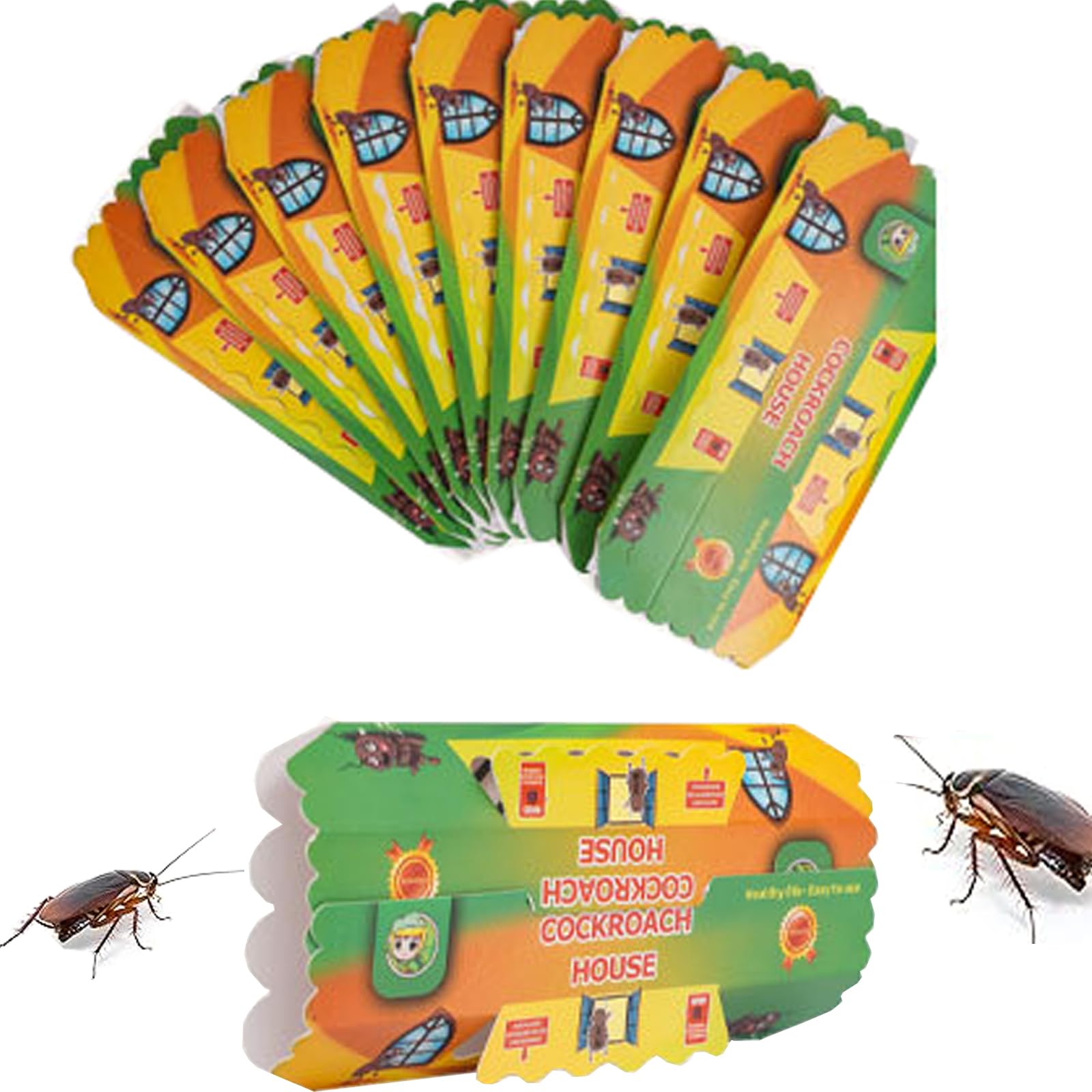 Roach Traps Indoor, Roach Killer, Professional Powerful Cockroach Trap, Non Toxic Roach and Bug Trap, Adhesvie Glue Traps for Roaches, Insects, Home Bug Ant Spider Cricket, Child & Pet Friendly, 12pcs