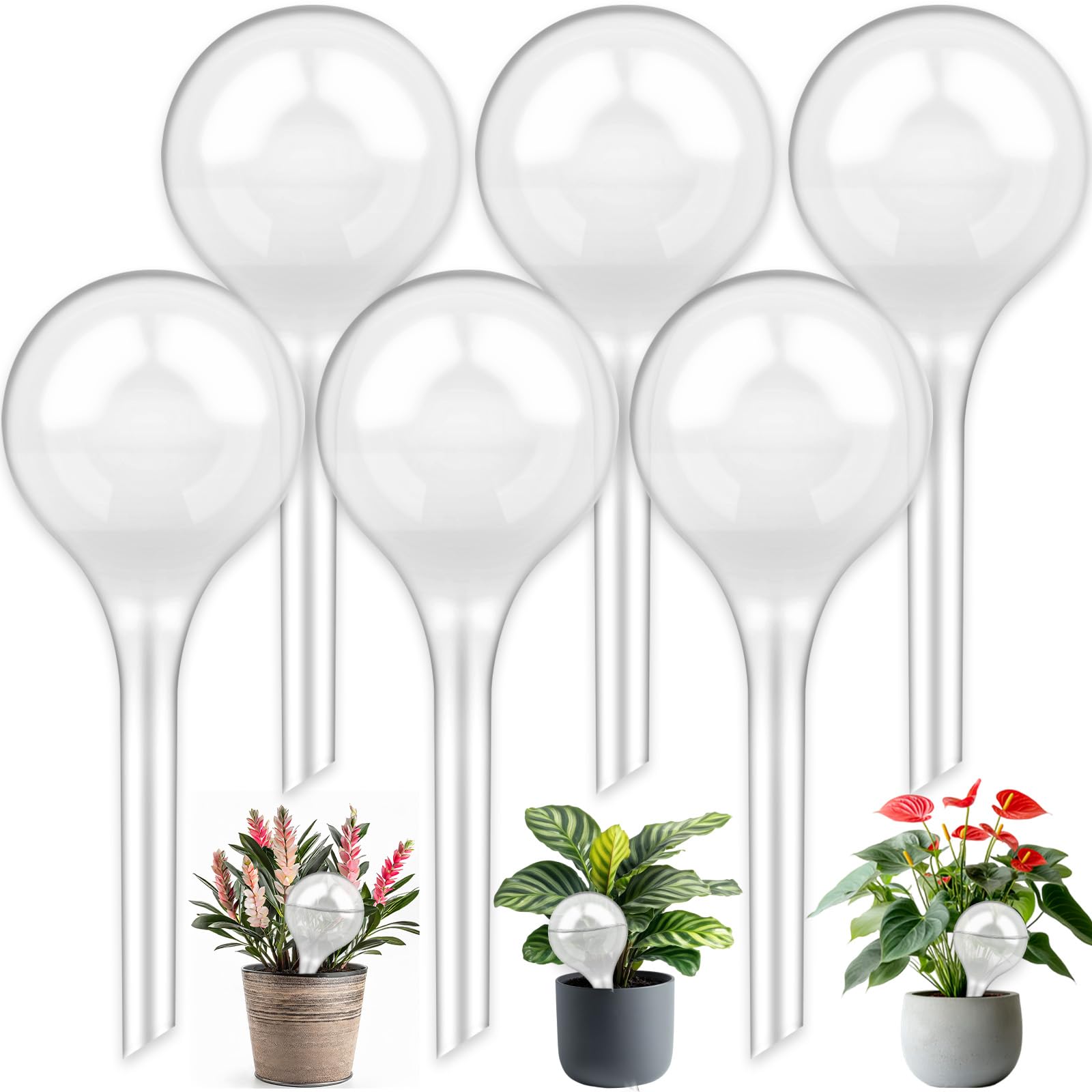 Distributeur Eau Plante,Boules d'Irrigation 6 Pièces Arrosage Plante Vacances,Arrosage Plante Interieur,Bulbes d'Arrosage pour Plantes d'Intérieur et d'Extérieur - Transparent - 300ml