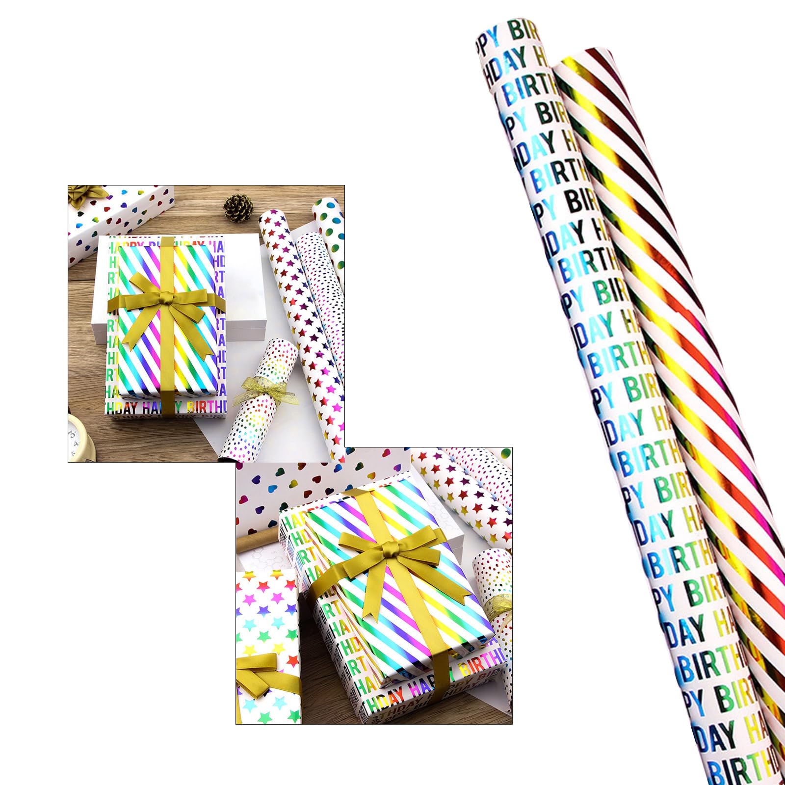 Shurhome Multipurpose Birthday Present Wrapping Paper Sturdy Materials Rolls Polkas Dots With Vibranting Color For Ornament