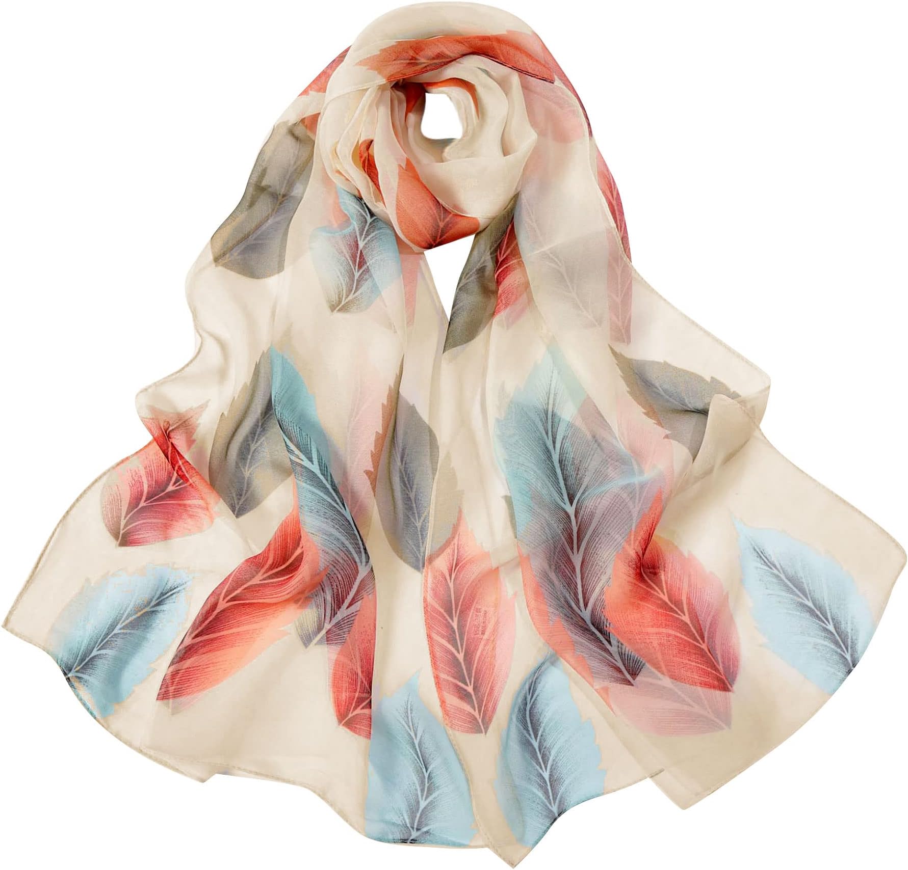 BLURBE Chiffon Scarf Women - Ladies Scarves Lightweight Floral Print Chiffon Scarfs Shawls and Wraps for Womens Spring Autumn