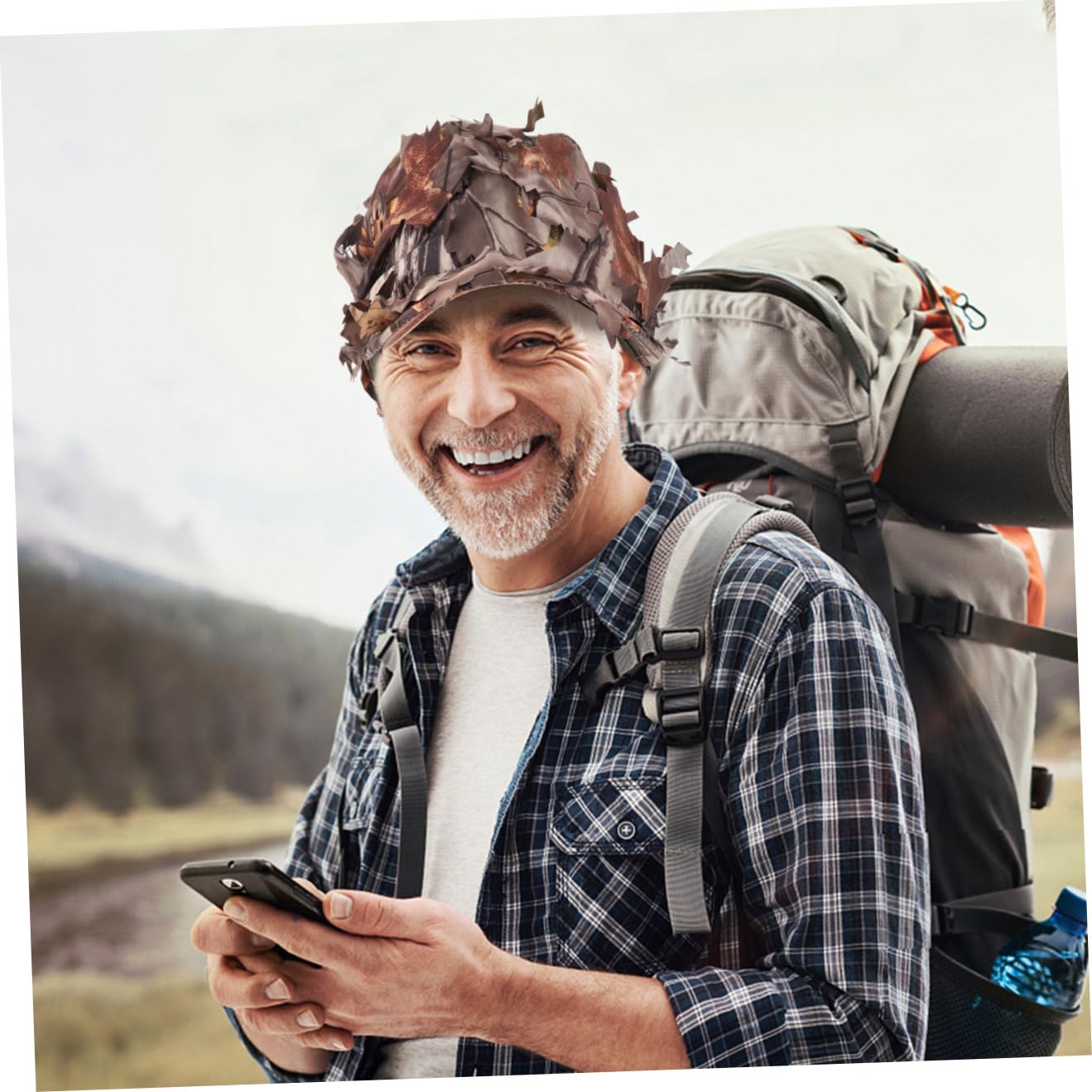 GALPADA Cappello Mimetico per Cappelli Bordo Viaggio Visiera Uomini Cappello di Feltro Sport Costume Berretto da Baseball con Berretto a Foglia Cappuccio con Foglia Poliestere