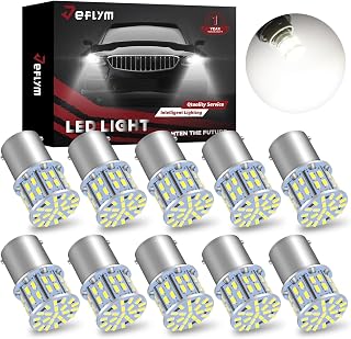 JEFLYM Upgraded 1156 1141 1003 7506 BA15S LED Bulbs White Super Bright,12 Volt LED Lights 3014 50SMD Replacement for RV Camper Trailer Boat Trunk Interior Exterior Light Bulbs(Pack of 10)