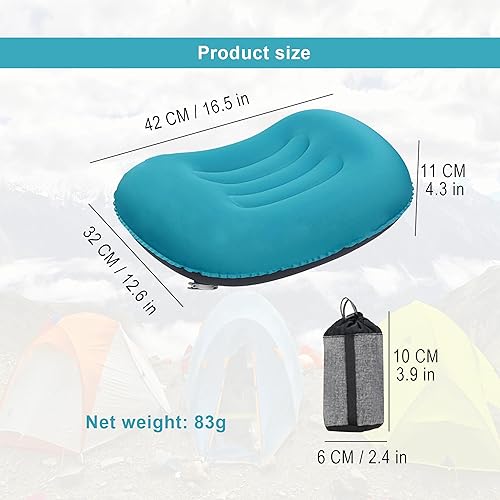 Miniatura 4 de Portable Inflatable Neck Pillow for Outdoor Travel, Camping, Office Naps-PolyesterColor Available-Simple and Comfortable (Cyan)