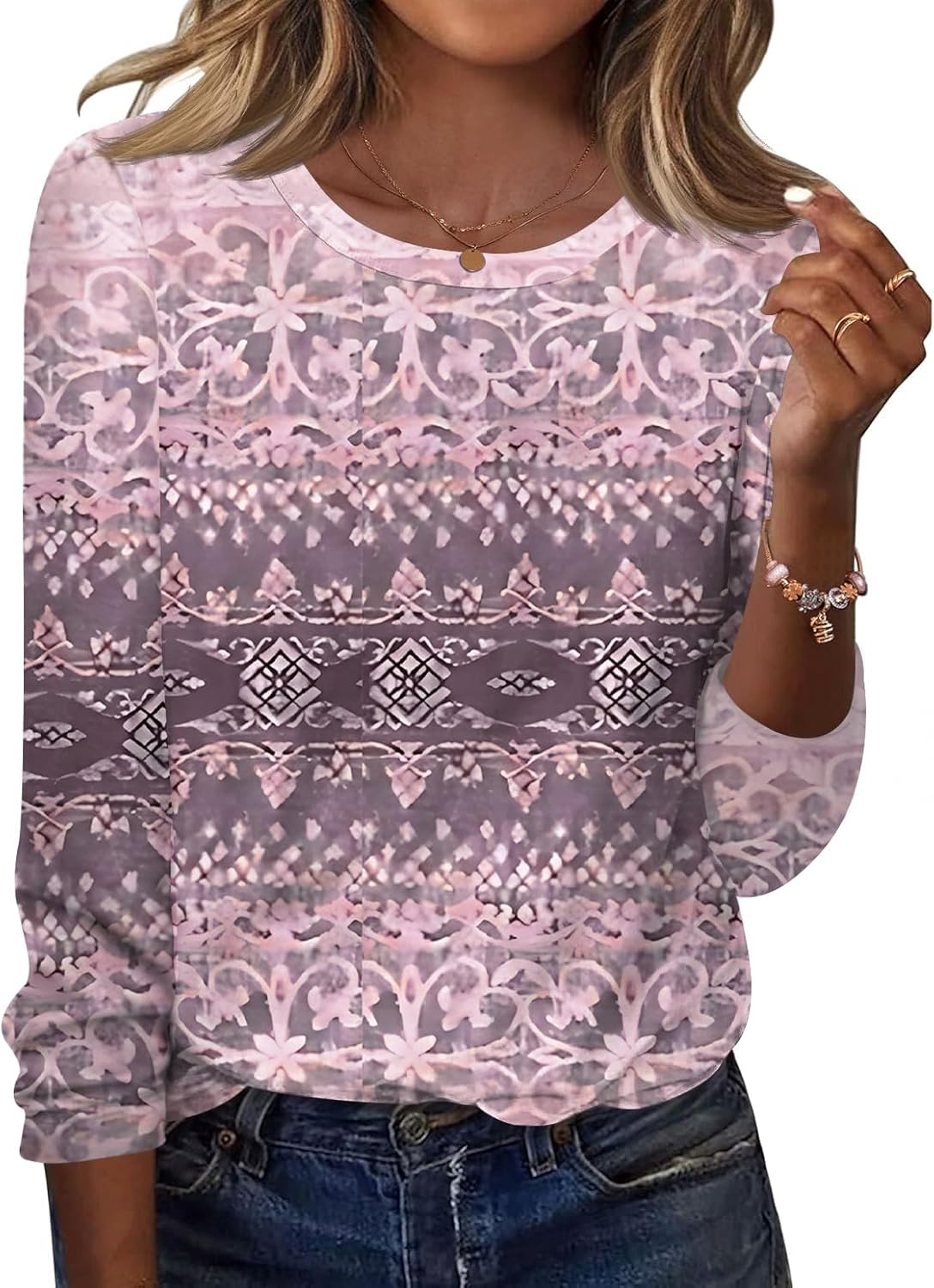 TCOT Women Long Sleeve Crew Neck Tee Tops Trendy Casual Dressy Blouses Spring Clothes Pullover Shirts