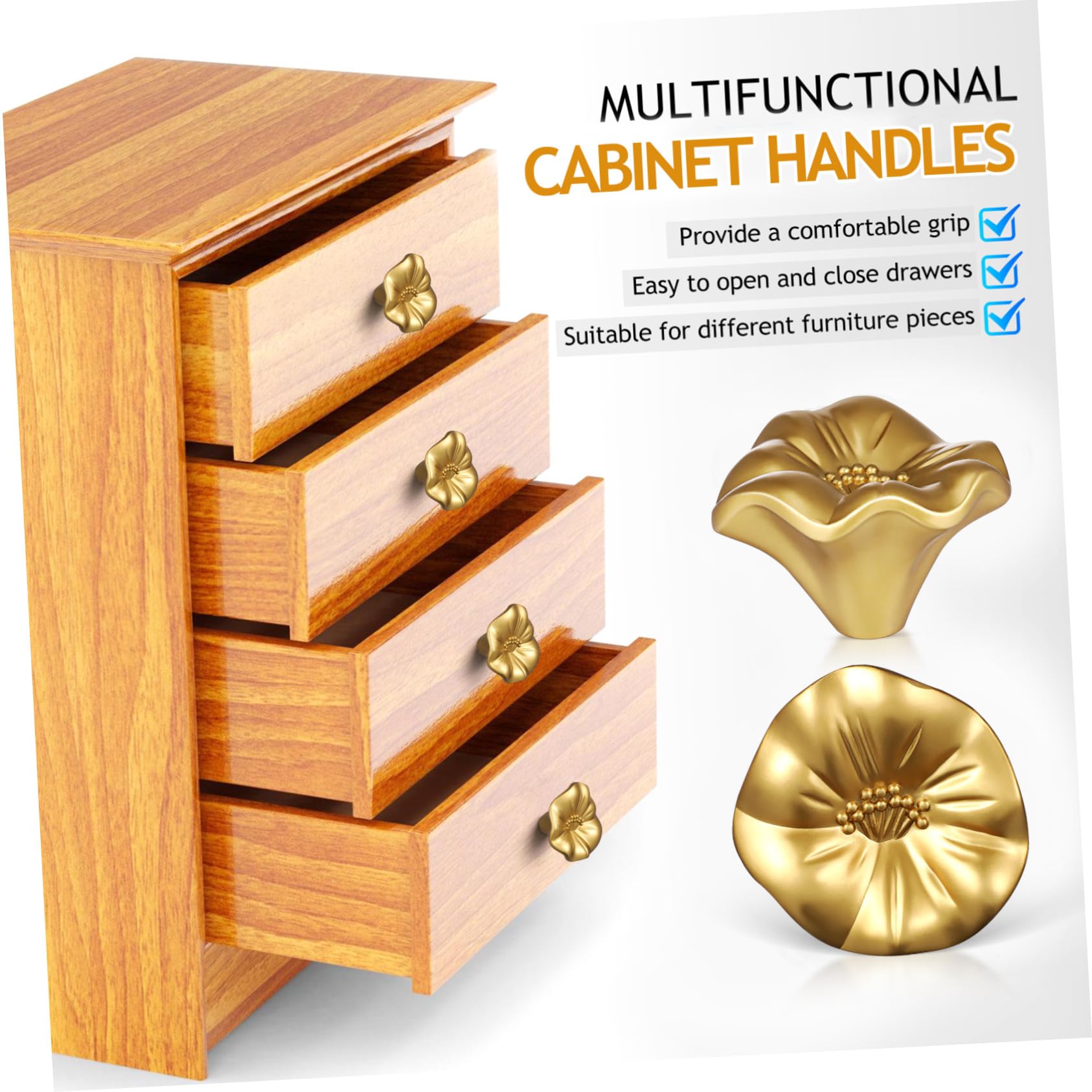 Möbelknöpfe 5 Stück Zinklegierung Blumenmotiv Einloch Griffe für Badezimmer und Küchenschränke Kommodenknäufe mit Einfache Installation