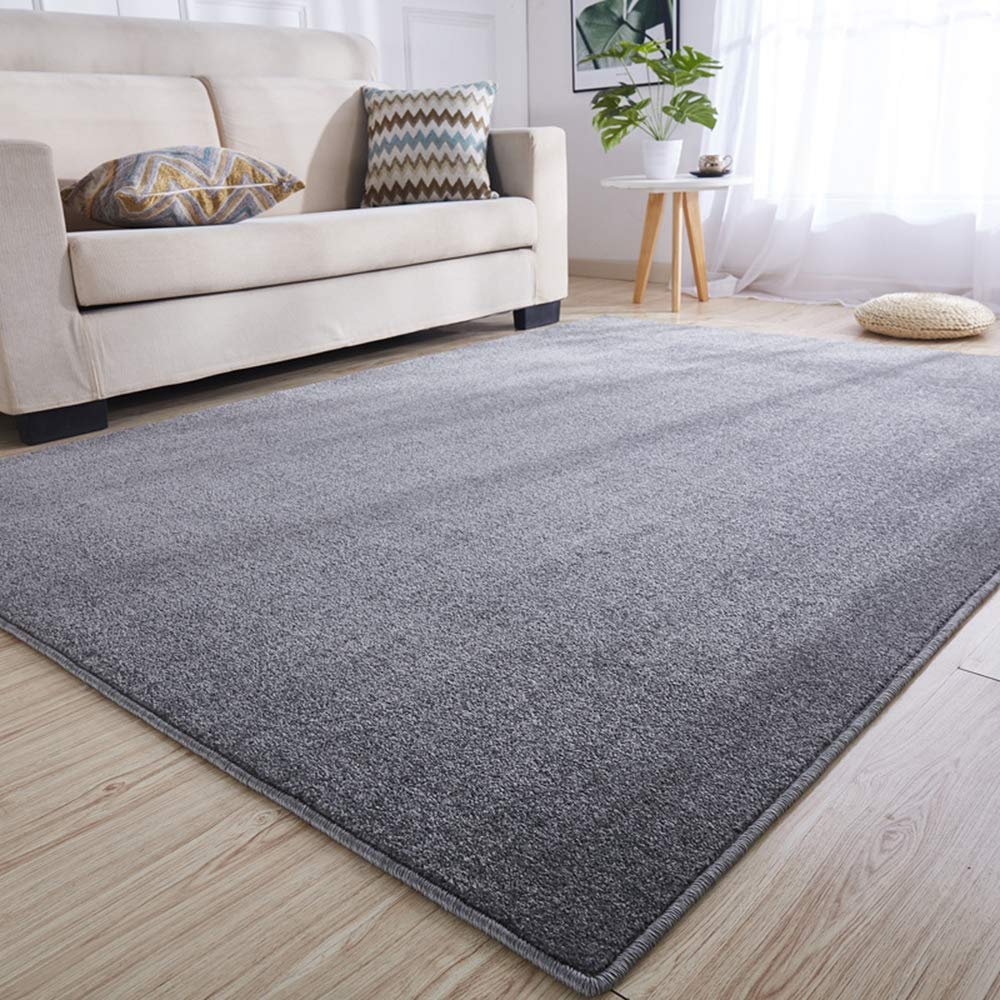 Tapis à poils courts de qualité supérieure nordique gris uni pour salon