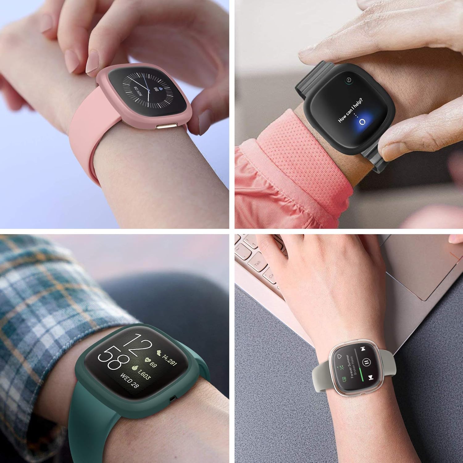 Fintie 8-Pack Case Compatible with Fitbit Versa 2, Slim Lightweight Hard Protective TPU Bumper Cover Compatible with Fitbit Versa 2 Smartwatch (Not Fit for Versa/Lite/SE)