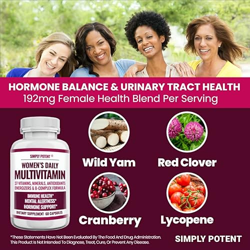 Miniatura 8 de Multivitamínico para mujeres, 37 vitaminas múltiples con minerales, vitaminas A, C, D, E, biotina, B12, folato, zinc, magnesio, calcio, té verde