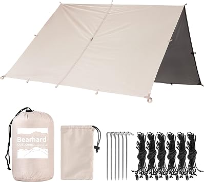 Bearhard 10x10ft/10x12ft Large Waterproof Camping Tarp, Lightweight Hammock Rain Fly