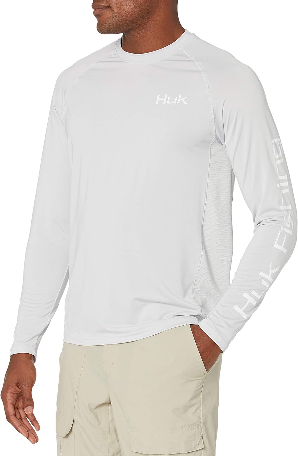 Huk Men's Pursuit Hogzilla | Long Sleeve Performance Fishing Shirt with +30 UPF Sun Protection, Seashell Pink, Small