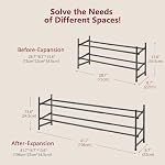 Tajsoon Rack de chaussures extensible pour le placard 2 Niveau, 28-41. & Rangement empilable des chaussures, Organisateur de rack de chaussures en métal pour l'entrée de la porte avant, Dressing, Garage, Entrée, Noir