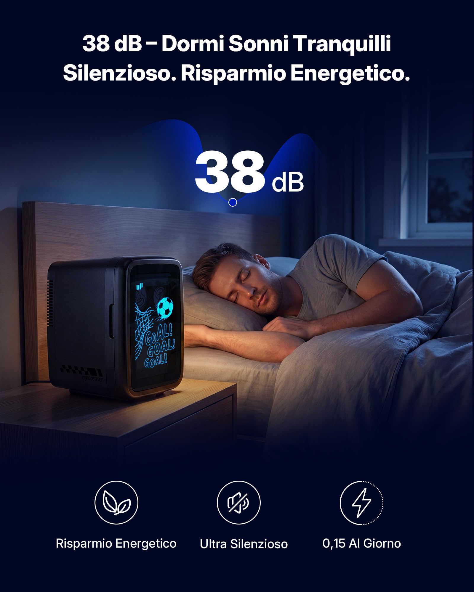 Upstreman Mini Frigo da Camera, 4L, 7 Colori Luminosi LED, Mini Frigo Termoelettrico, 12V/220V, Mini Frigoriferi per Partita di Calcio, TR4-F
