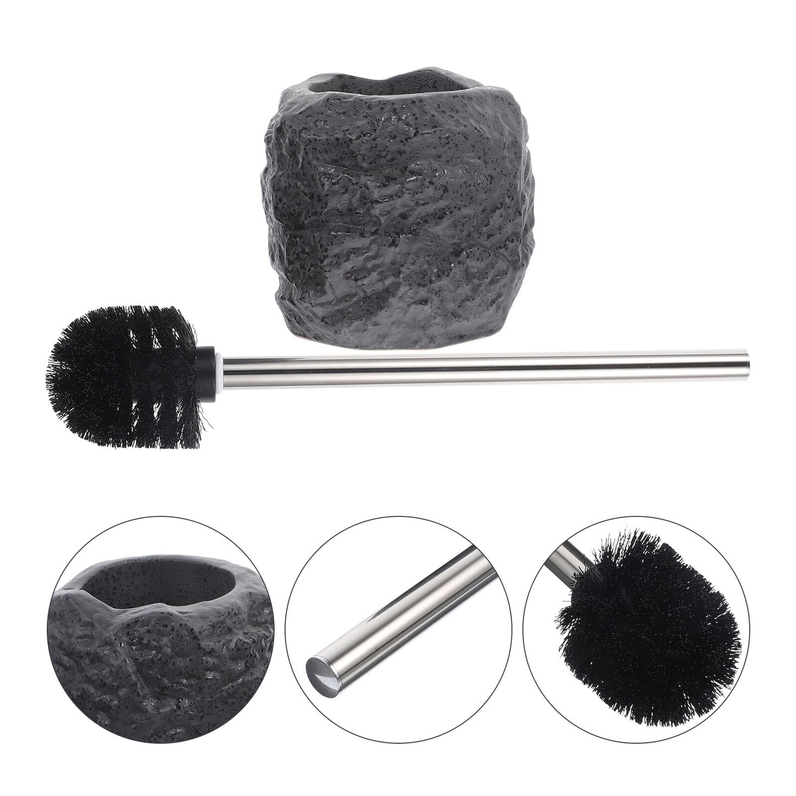 Abaodam Brosse WC avec Support Aspect Travertin Rétro Brosse Récurer Toilettes Inoxydable et Nettoyage pour Salle de Bain Hôtel et Bureau