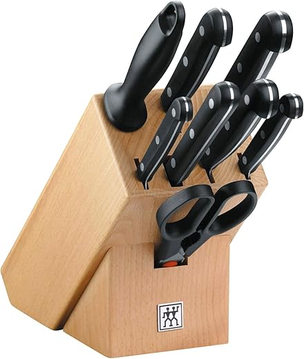 ZWILLING Bloc de Couteaux (9 Pièces), Bloc en Bois de Hêtre, Couteaux...