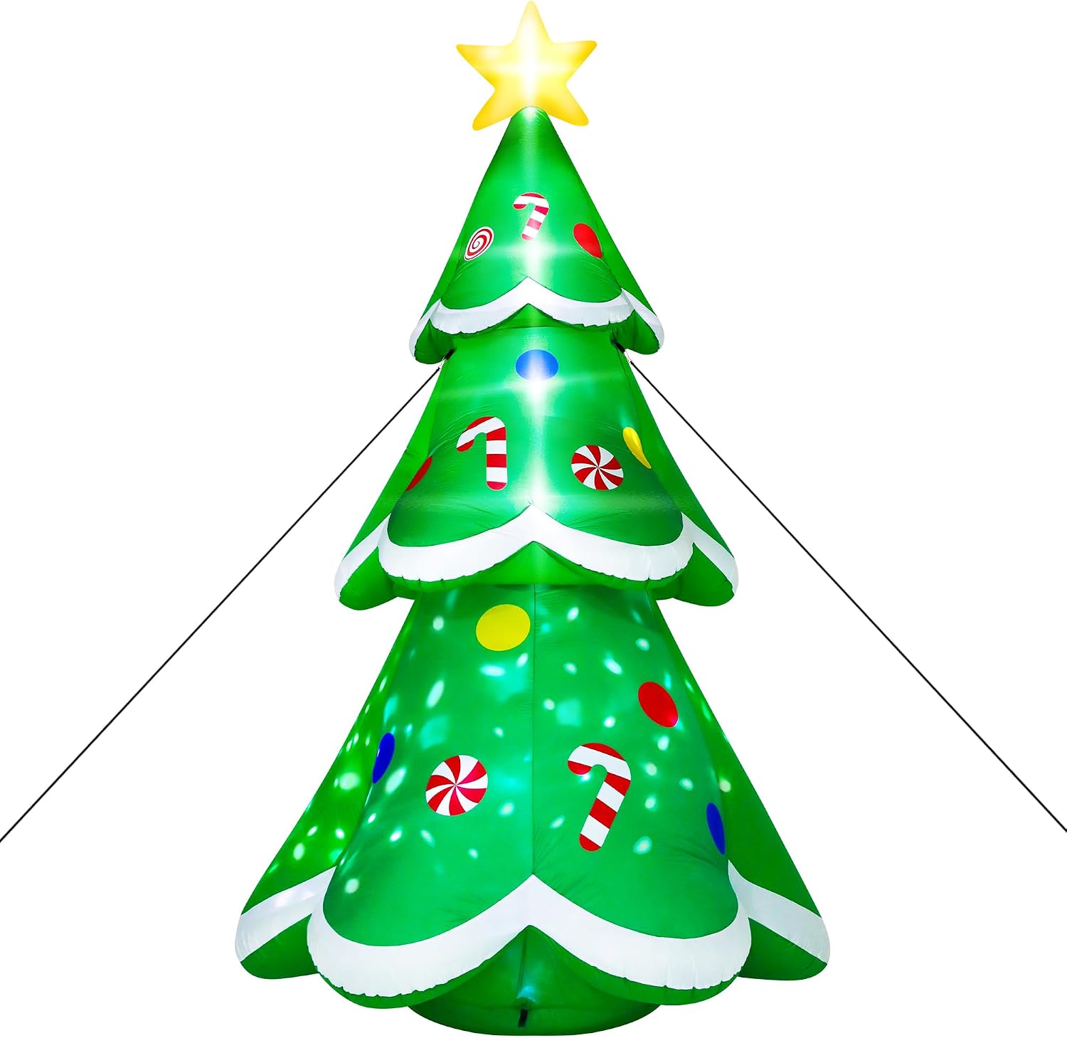 14FT Christmas Inflatable Decorations, Giant Blow Up Xmas Tree, Lighted Up Christmas Tree Inflatables with Rotating Snowflake Lamp, Colorful Yard Decoration for Xmas Holiday Lawn Party
