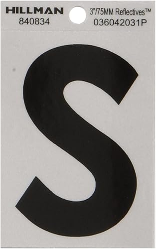 The Hillman Group Lettre S réfléchissante 840834 en mylar noir sur argent 7,6 cm
