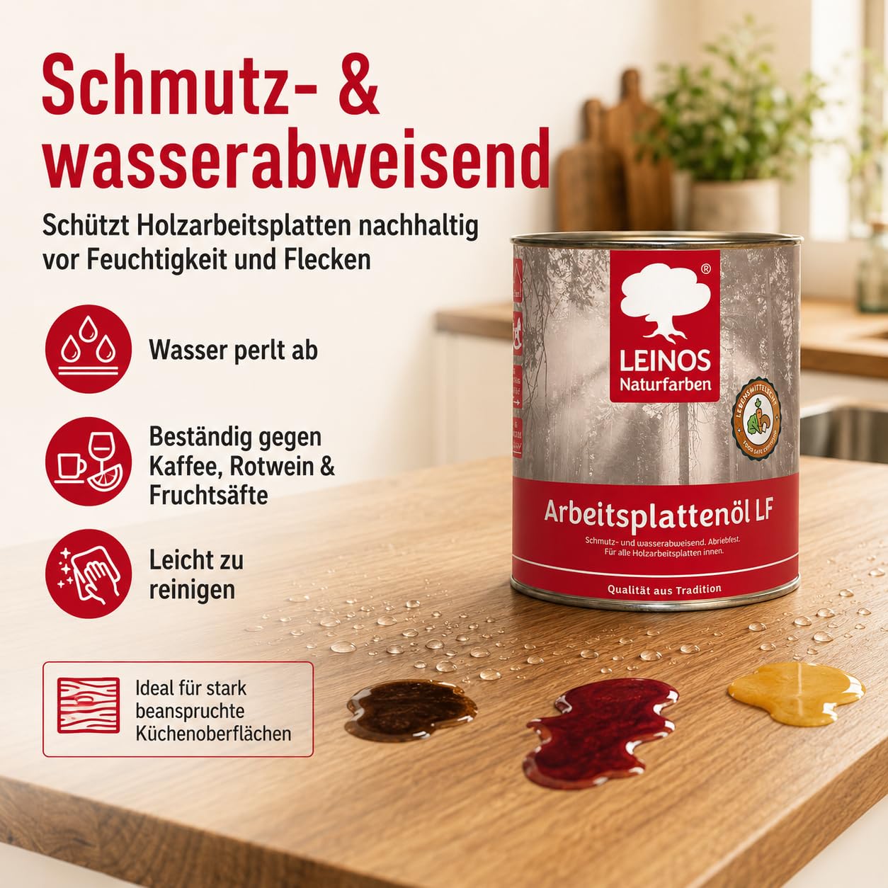 LEINOS Arbeitsplattenöl LF 283 | Holzöl innen Möbel & Bau | 0,75 Liter