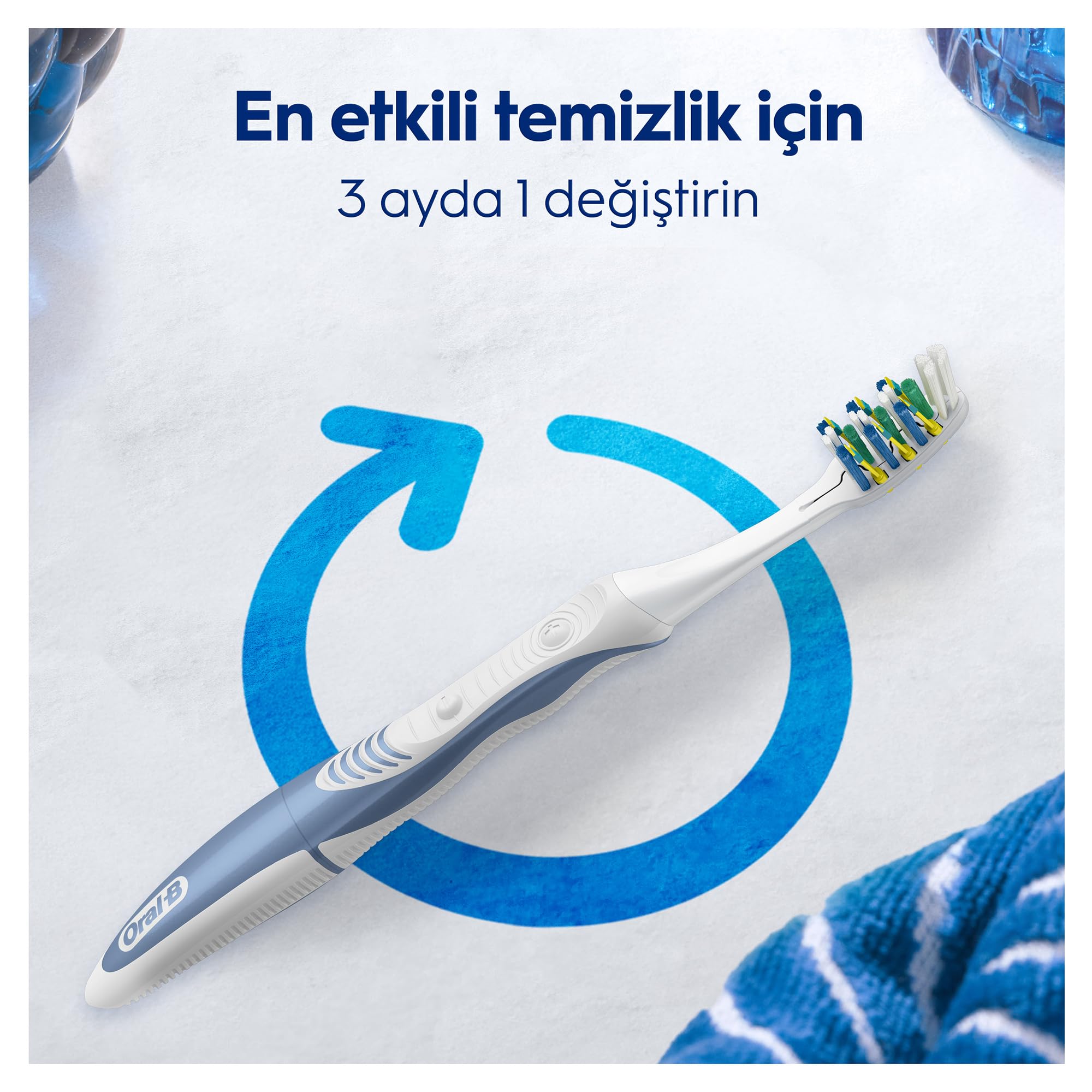 Oral-B Pro-3DWhite Pulsar Beyazlık Pilli Diş Fırçası, Orta Sertlik (3 paketi)