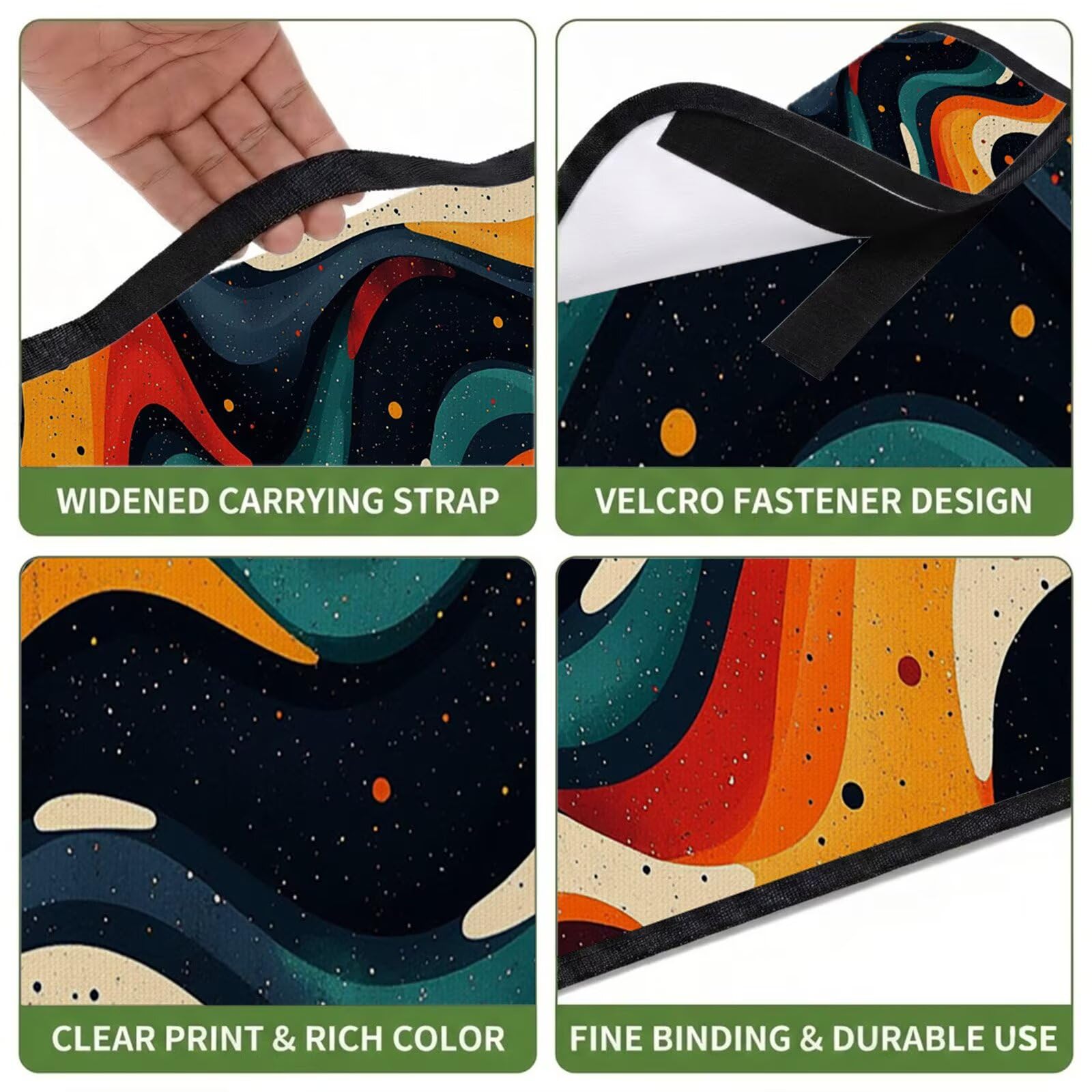 Couverture Pique Nique Grande 200x300cm,Outdoor Couverture Imperméable,Pliable Tapis de Plage Dos en PVC,Picnic Blanket pour Camping Accessoires,Jardin,Parc,Famille - Abstrait,coloré (3) UZ-555