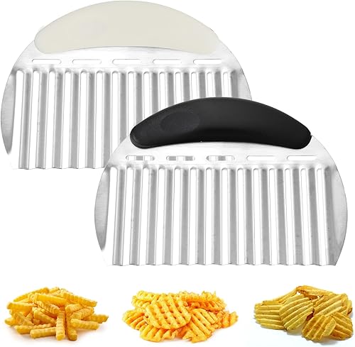 2 piezas de cortador de arrugas grande para papas fritas francesas, cortador ondulado de alta resistencia, cortador de chips de acero inoxidable,