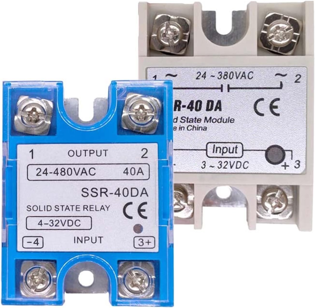1 Pc SSR White or Blue Shell Single Phase Solid State Relay Module for PID Temperature Control DD DA SSR-25DA SSR-40DA SSR-40DD(120DA Blue)