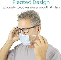 Vista 8 de Vive Mascarilla desechable 50 unidades, 3 capas, transpirable, protectora, para la nariz/boca, no tejida, con cintas elásticas para las orejas