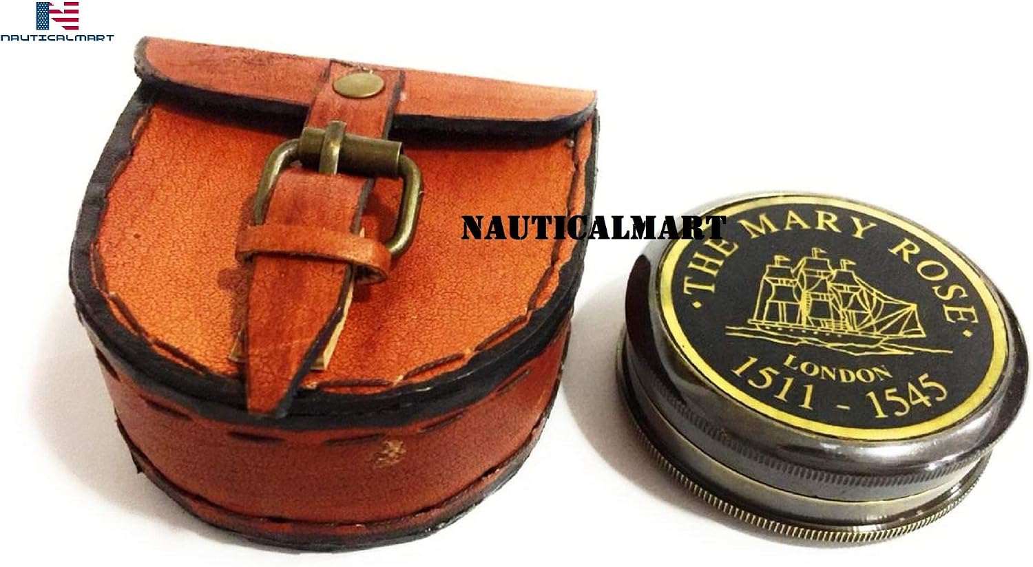 Brass Compass The Mary Rose London Compass with Leather Case Marine Nautical Gift