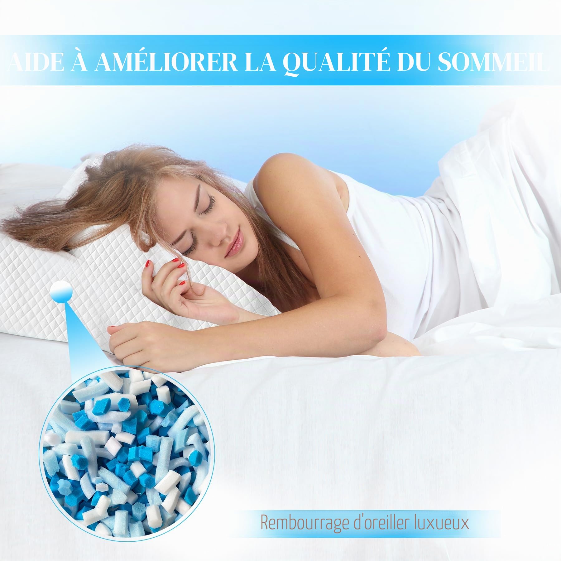 Rembourrage en mousse à mémoire de forme gel déchiqueté, confortable et doux, oreiller rafraîchissant, pouf en peluche, lit et coussin pour chien