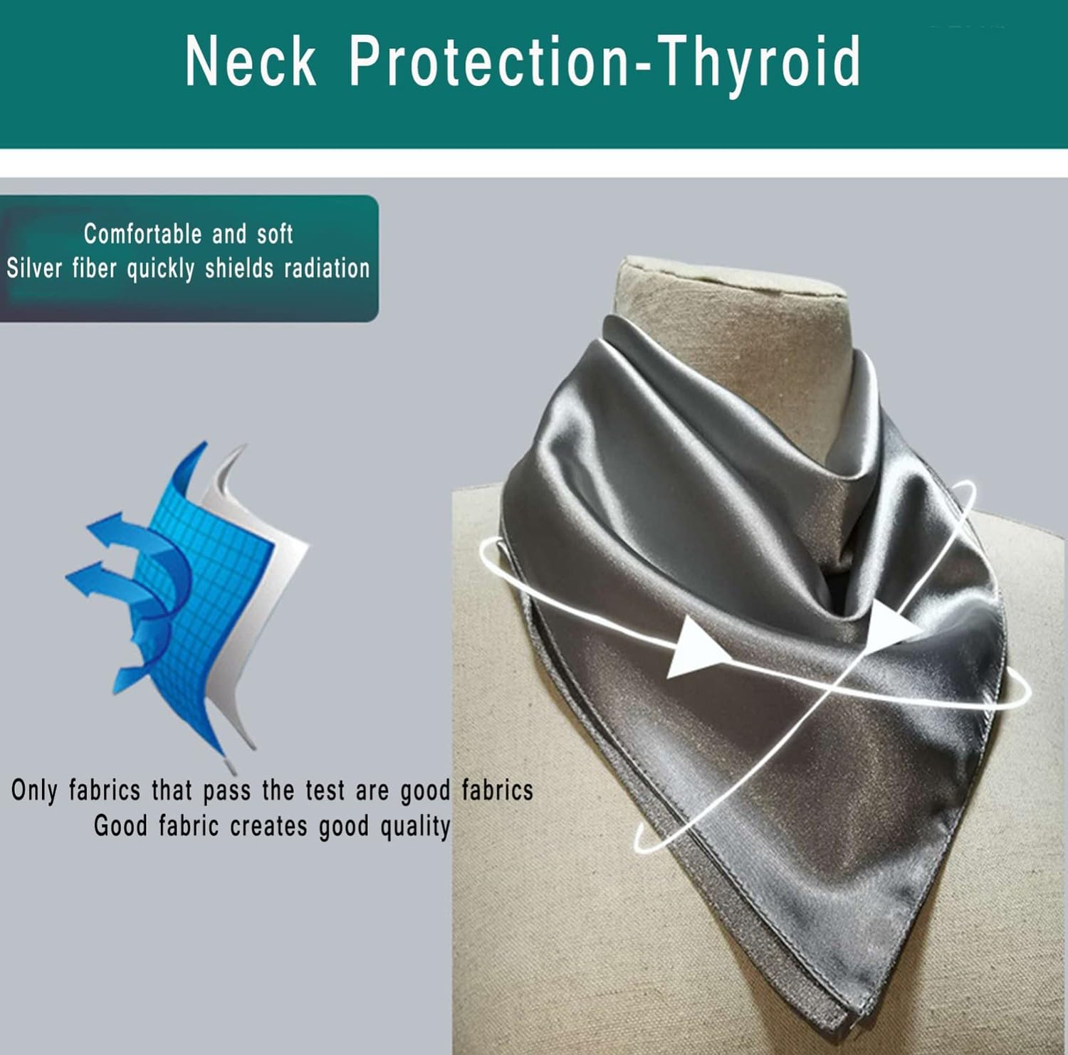 BLUEZY Écharpe Anti-Rayonnement en Fibre d'Argent, Protège-Cou Anti-Radiation avec Blindage RFID/RF