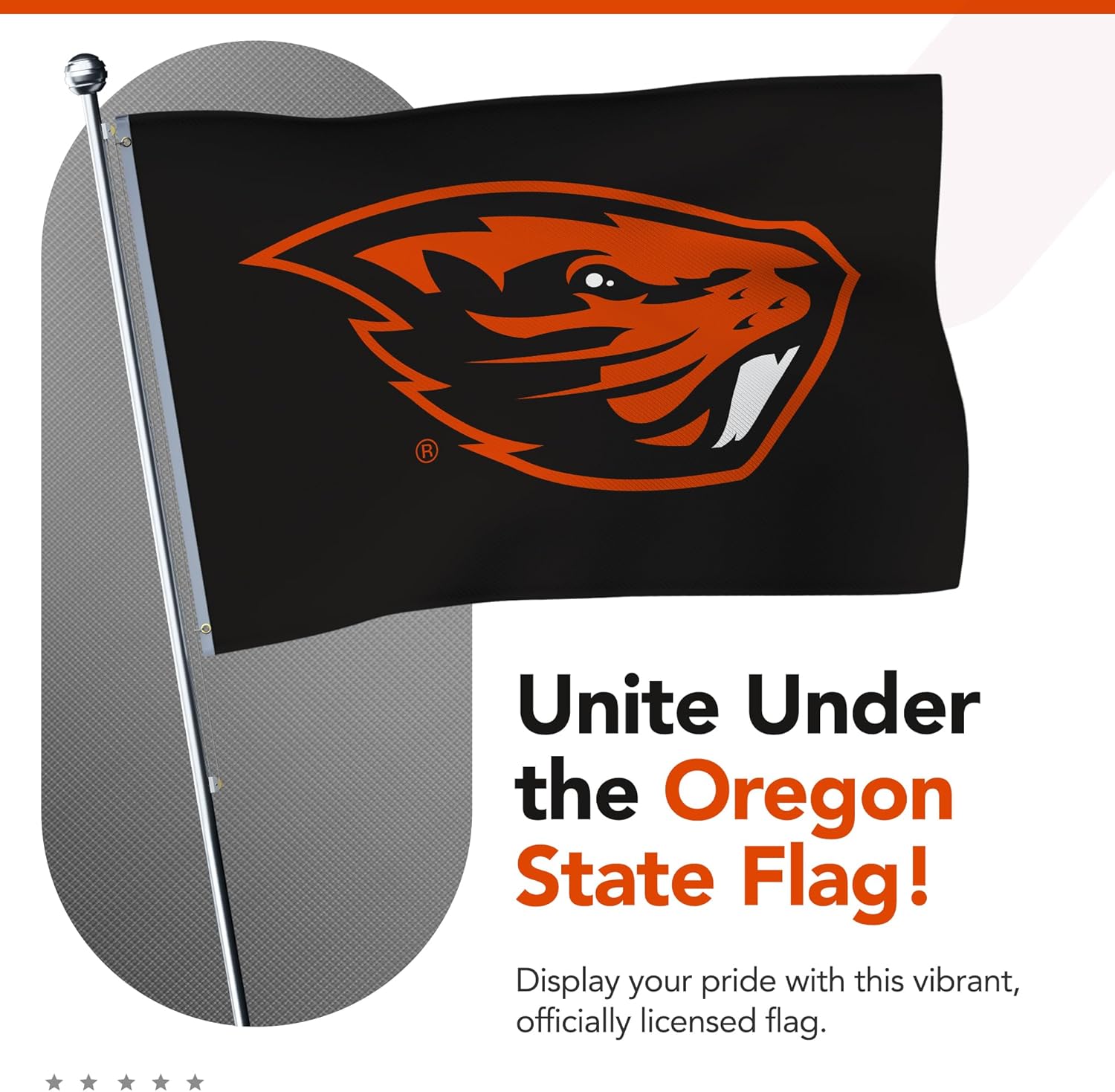Oregon State Beavers College Sports Printed Flag - NCAA Licensed (Black, Orange, 3' x 5') - Image 7