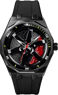 Nitro Series Analog Watches for Men | Unique Wheel Dial Design | Premium Silicone Strap | Stylish Sports Look | Quartz Movement Wrist Watches for Boys & Men_CT-7277 Black