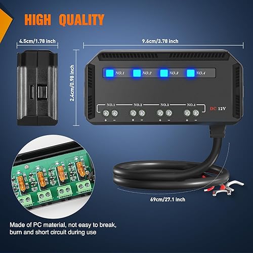 Miniatura 7 de Nilight Caja de fusibles de motocicleta de 12 V, 20 A, bloque de terminales de perfil bajo, portafusibles con indicador LED, protección de 4