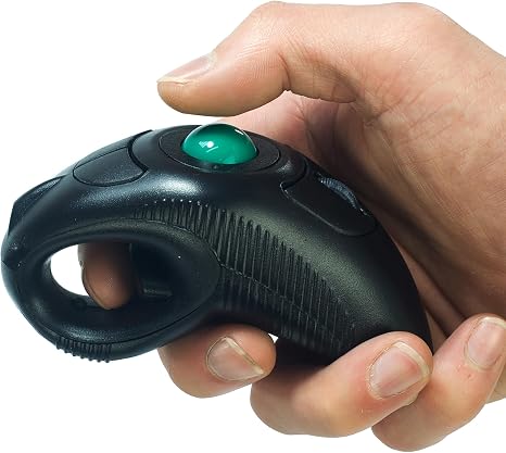 YUMQUA Finger Handheld Mouse, Trackball Mouse Wireless, 2.4GHz USB Wireless Fingertip with Roller Ball Hand Held Air Mice Track Ball Thum...