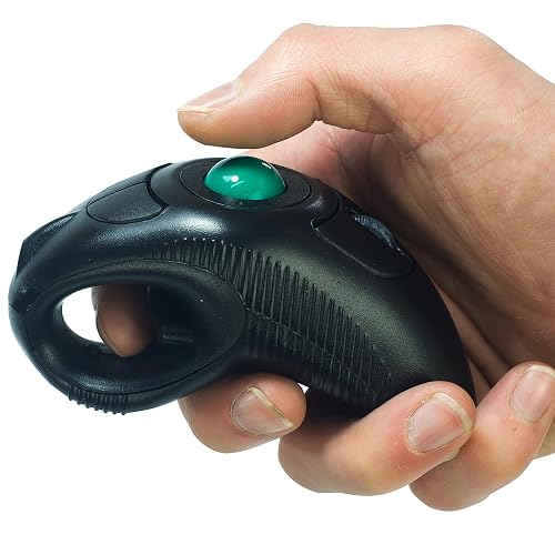 YUMQUA Finger Handheld Mouse, Wireless Trackball Mouse with Roller Ball | Responsive 2.4GHz Wireless Hand Held Thumb Mouse with Smooth Scroll Wheel, Precise Tracking, Ambidextrous, Plug and Play