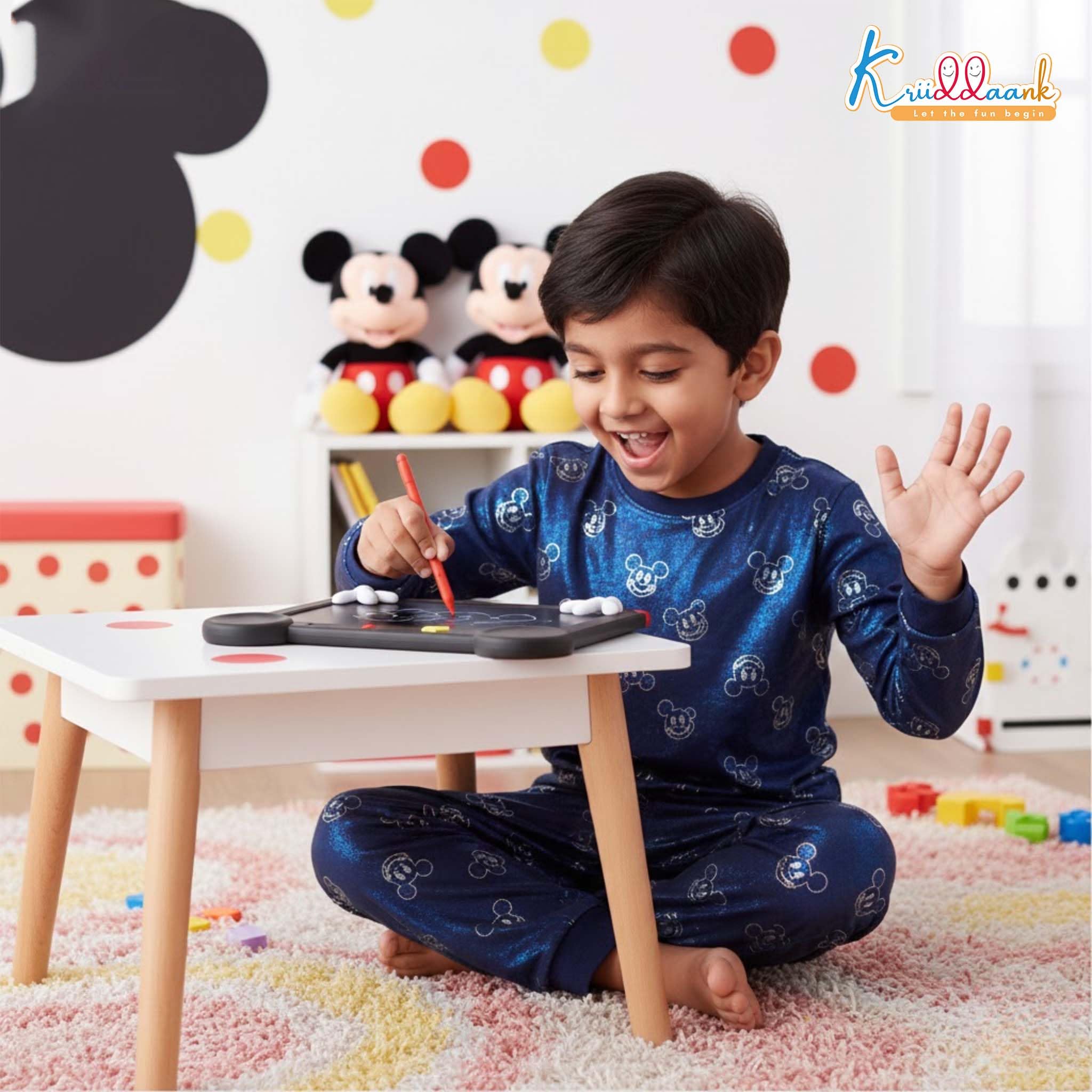Kriiddaank Mickey Disney LCD Writing Magic Tablet 9 Inch, Electronic Drawing Pad for Kids, Toddler Travel Doodle Board, Preschool Early Education Toy, Birthday Gift for Boys & Girls 3-9 Years (Red) 2