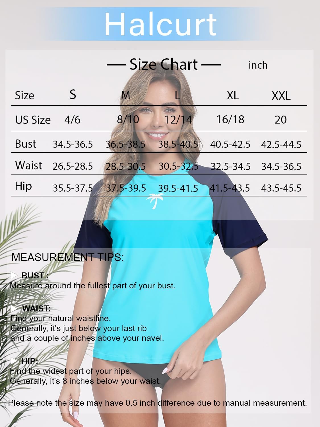 Halcurt Women's Short Sleeve Rash Guard Swimsuit Top with Built in Bra Swim Shirt UPF50+ Quick Dry Bathing Suit - Image 6