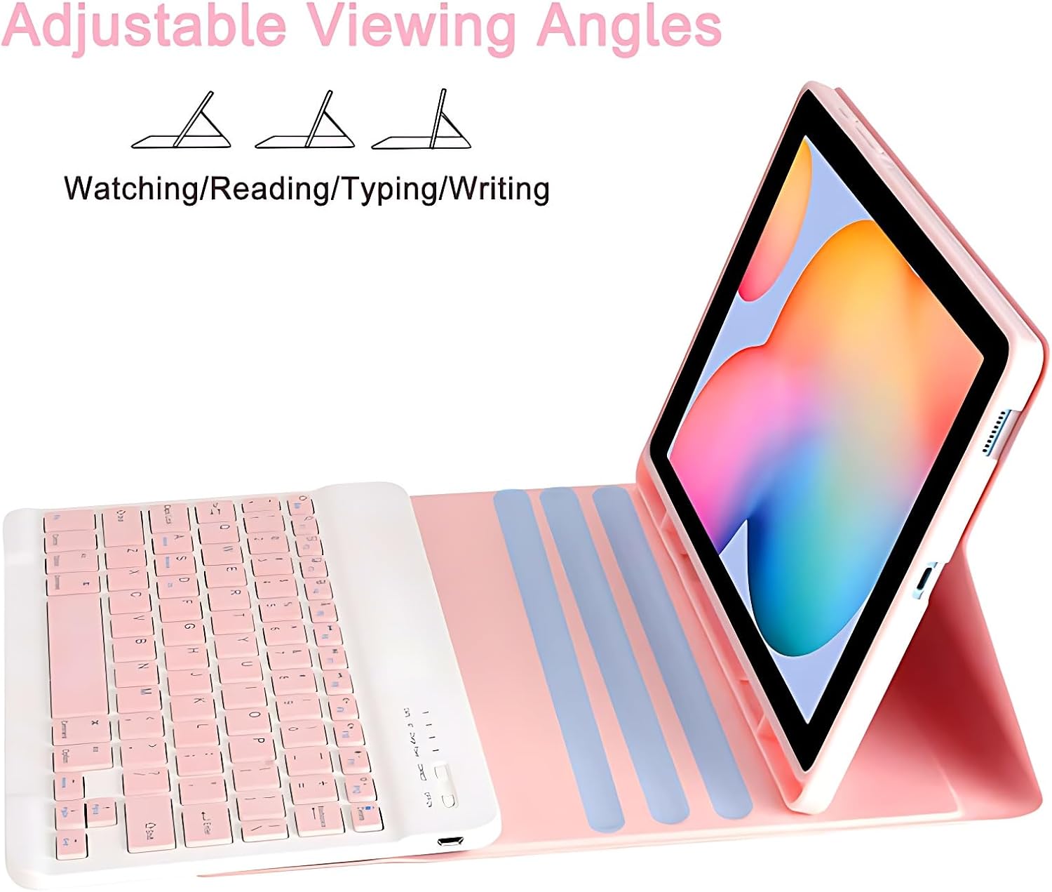 Keyboard Case with Mouse for Samsung Galaxy Tab S6 Lite 10.4 Inch 2024/2022/2020, Detachable Bluetooth Backlight Keyboard, Slim Stand Cover with S Pen Holder,Pink